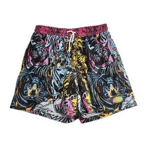 SLUNKS Men's LARGE Lined Volleyball Athletic Shorts Tiger Print